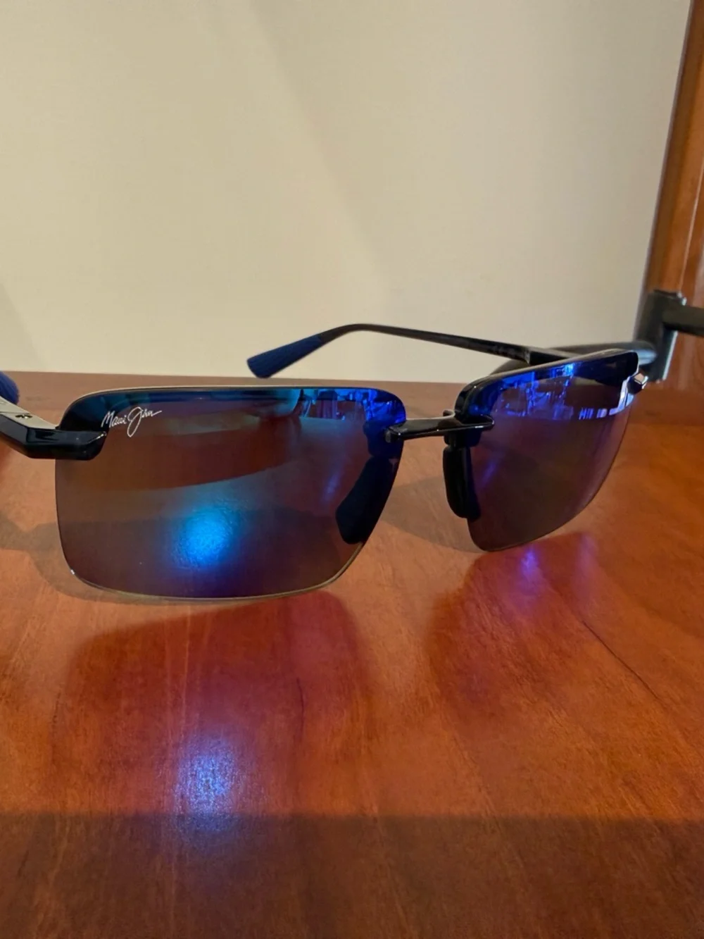 Maui Jim Men's Rimless Sunglasses with Blue Mirrored Lenses